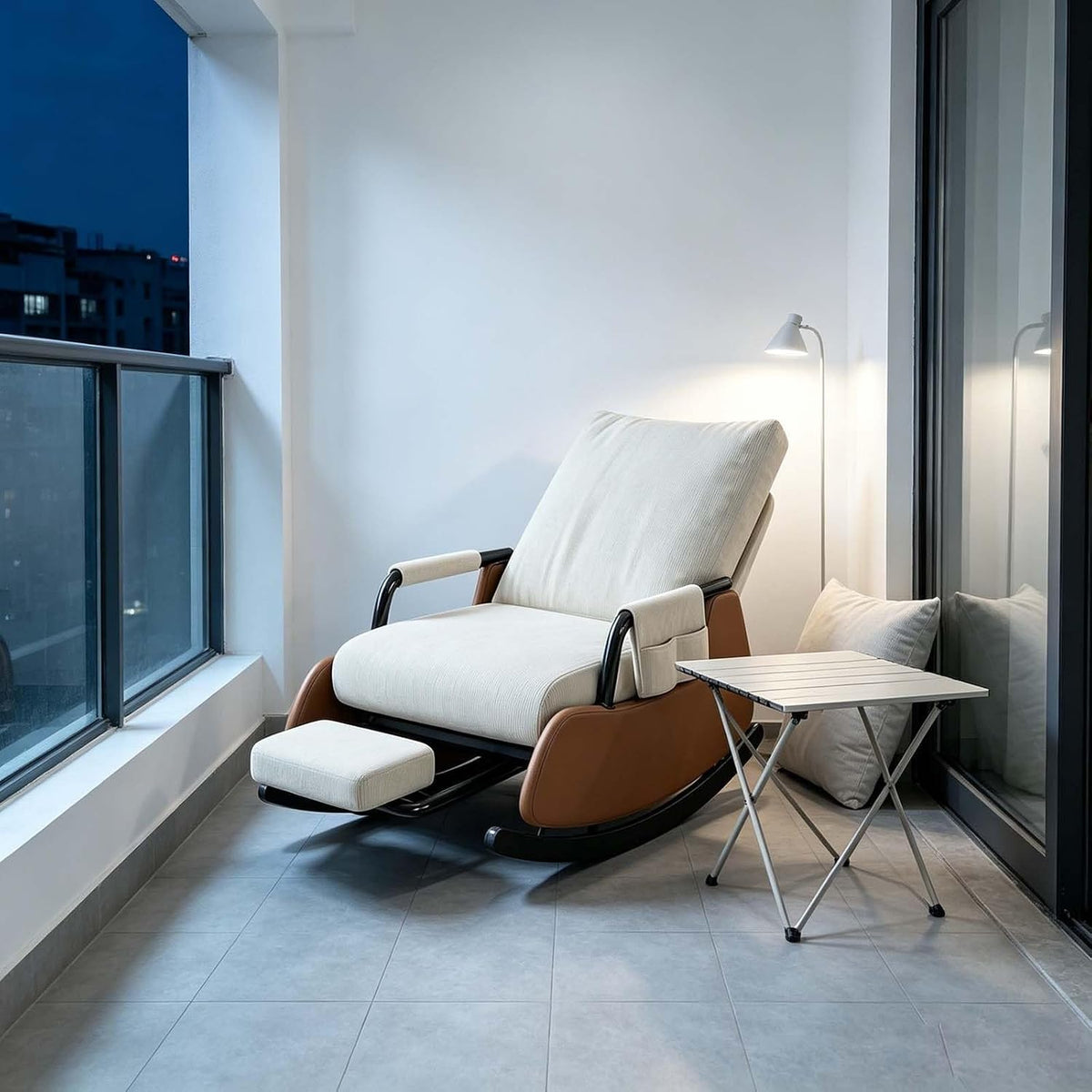 Reading Nook Rocking Chair with Foot Stool,Folding Rocking Chair | Foldable Multi-Angle Recline Indoor Rocker