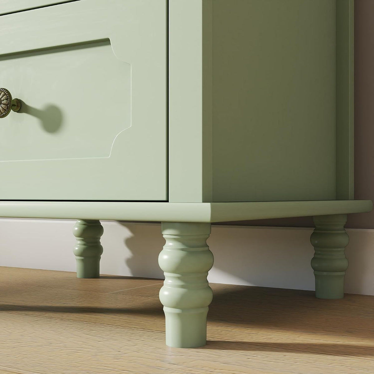 CNXINHUISUAN Minimalist Sideboard - Modern Buffet Cabinet with Glass Doors & 2 Drawers, Wood Storage Console for Dining Room & Entryway (Mint Green)
