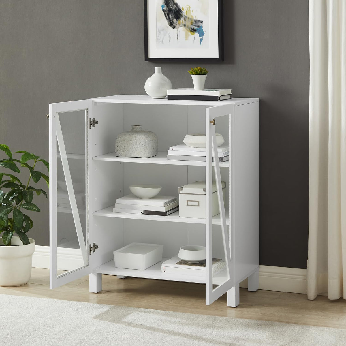 Maykoosh White Stackable Pantry Cabinet - Modern Kitchen Storage Organizer 60.5" W x 38" H