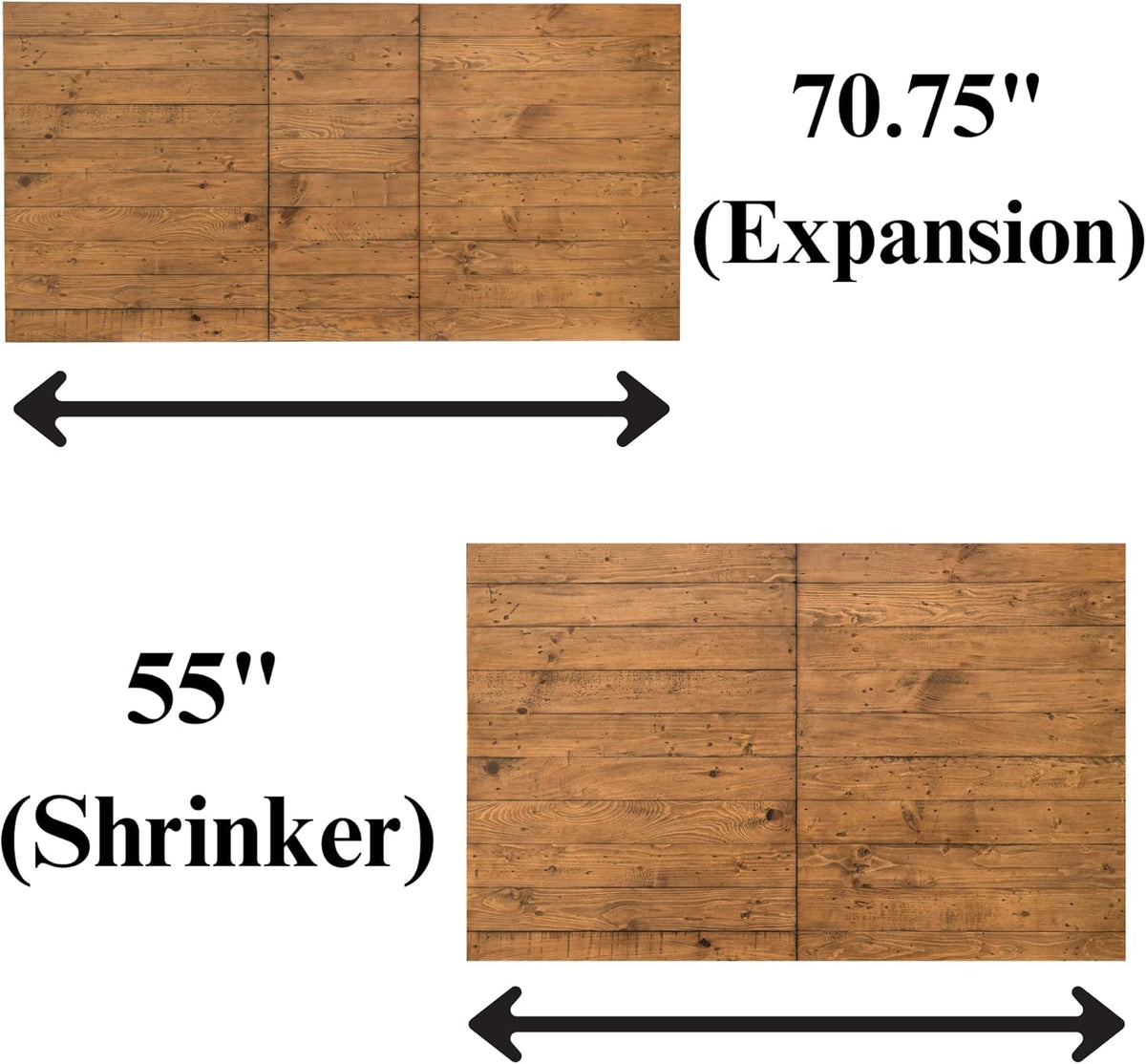 55-71'' Extendable Dining Table for 4 6 8, Reclaimed Pine Wood Kitchen Table with U-Shaped Leg, Rectangular Dining Room Table for Kitchen, Home Office, Living Room, Space Saving, Brown