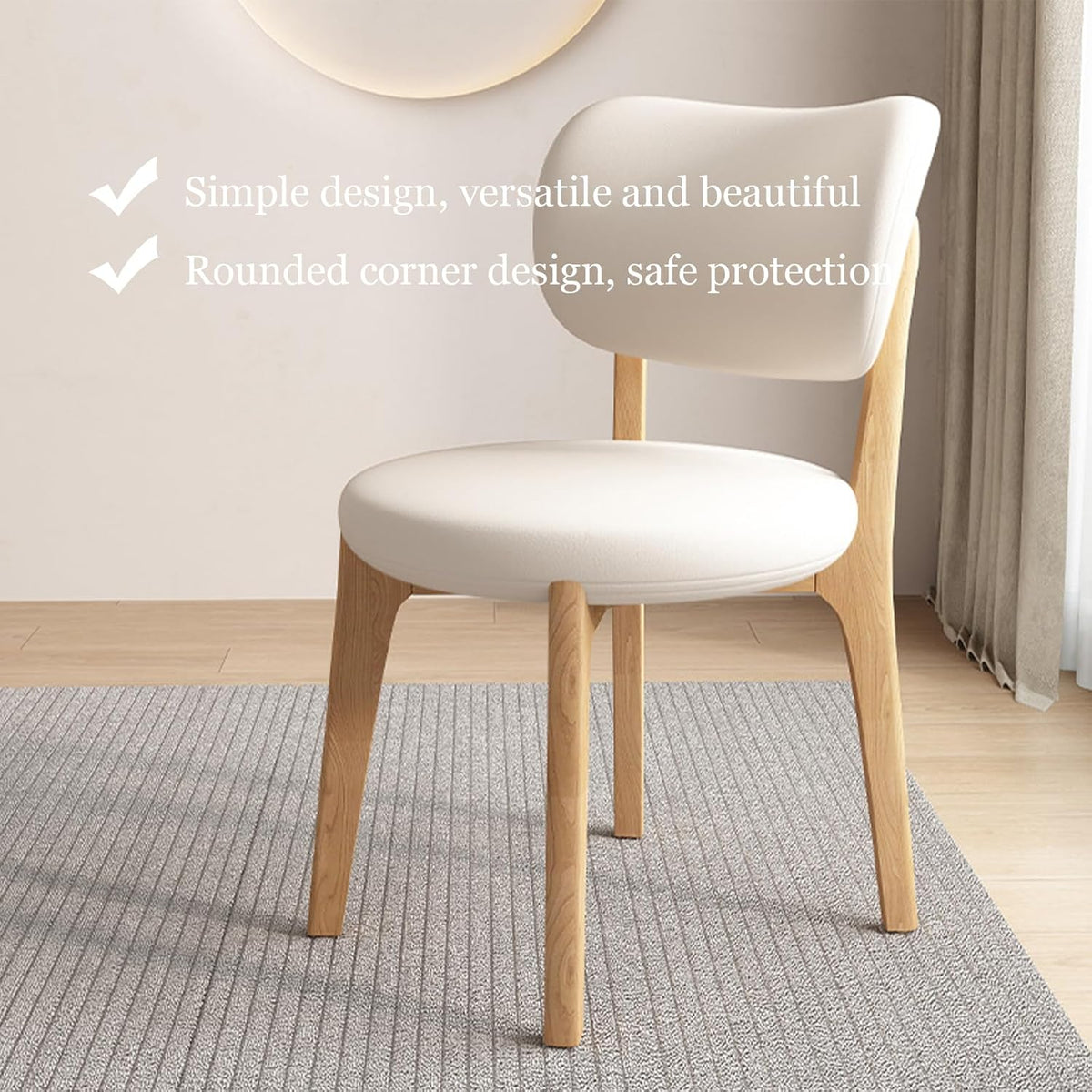 Solid Wood Dining Chairs Set of 2,Mid Century Modern Dining Chairs with Curved Backrest & Wood Frame,Upholstered Dining Room Chairs for Kitchen, Living Room Light Walnut+Dark Khaki