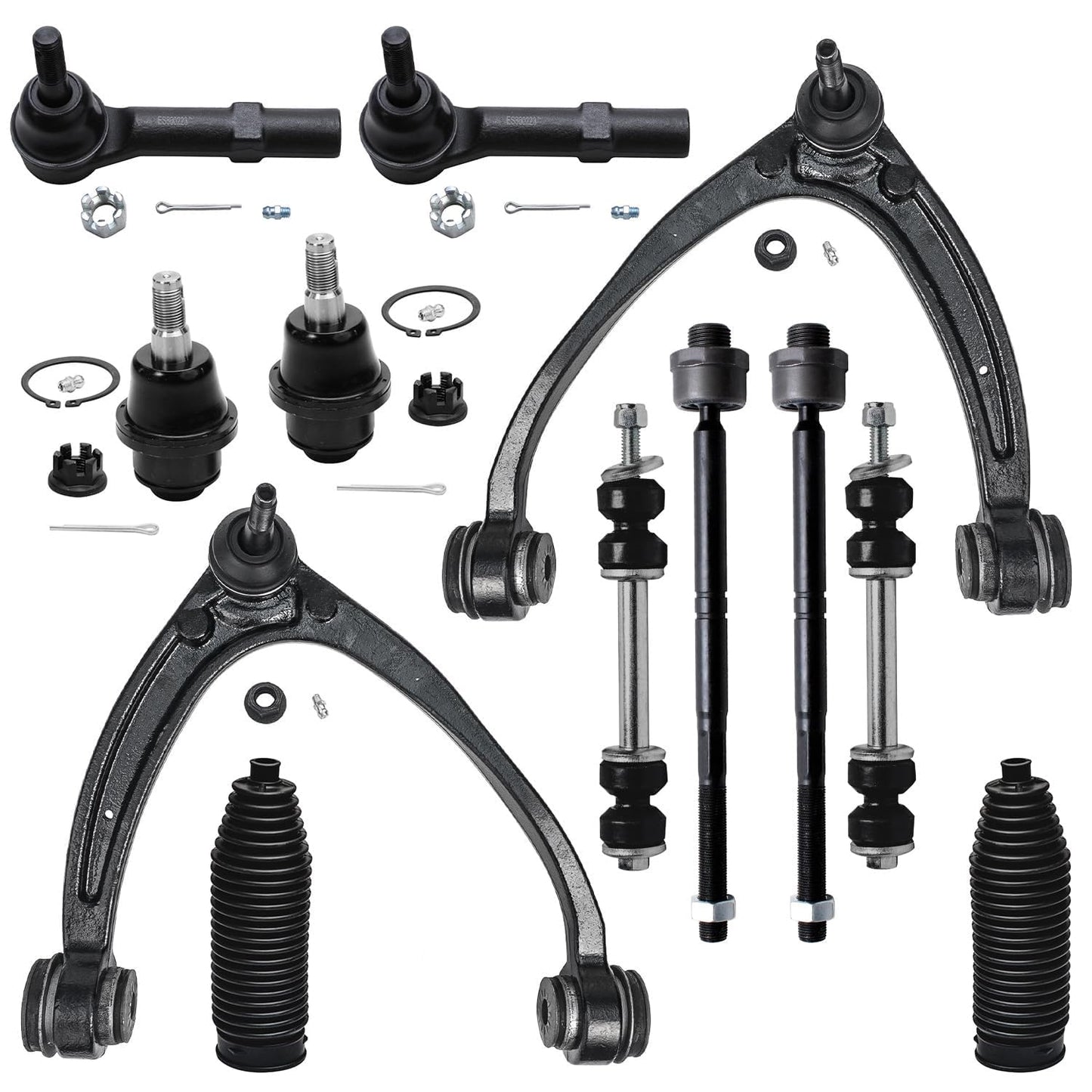 Detroit Axle - 12pc Front End Kit for Silverado Suburban 1500 Avalanche Tahoe Sierra Yukon XL 1500 Escalade, Upper Control Arms