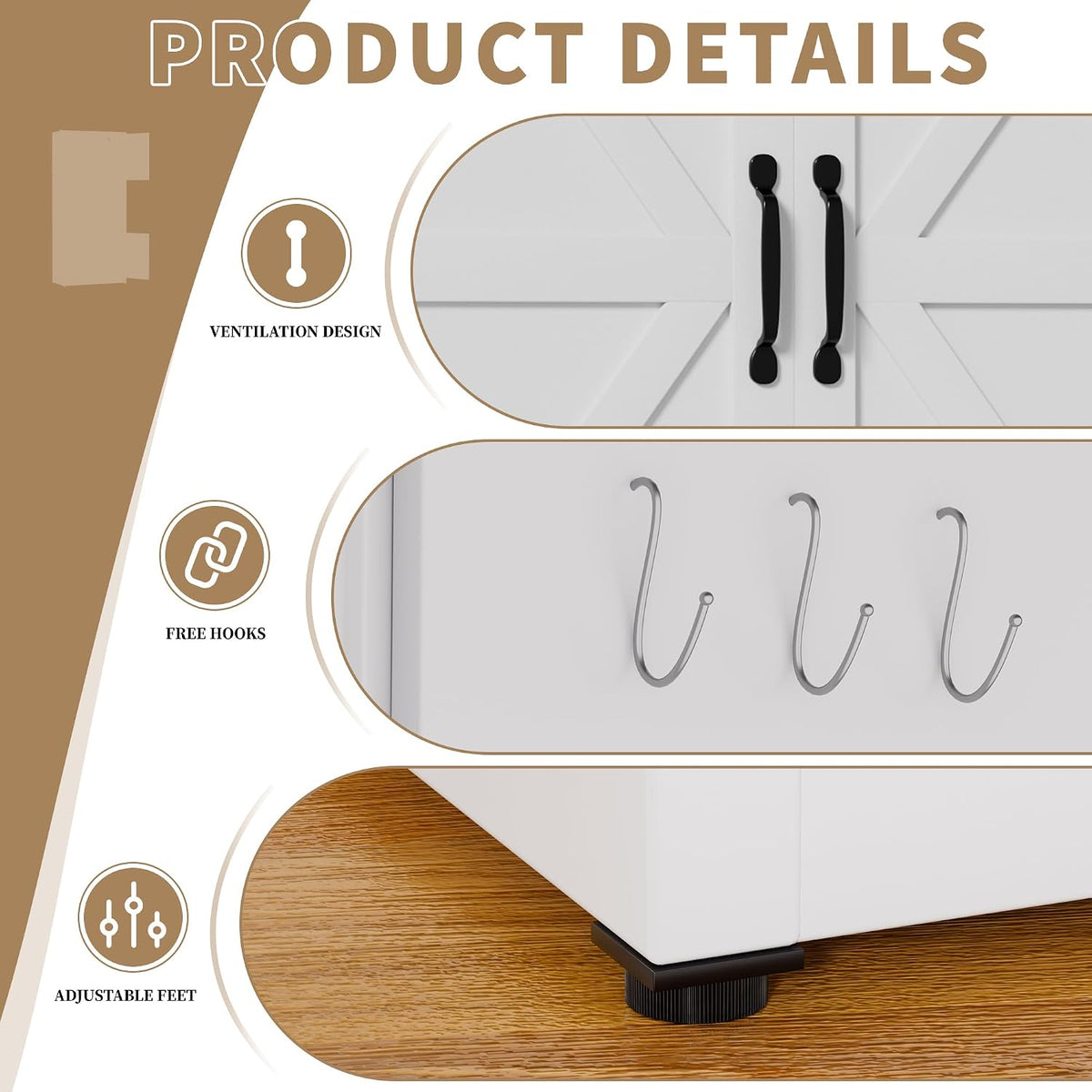 White Steel Kitchen Pantry Storage Cabinet with Adjustable Shelves Heavy Duty Metal Cabinet for Kitchens Bathrooms Living Rooms