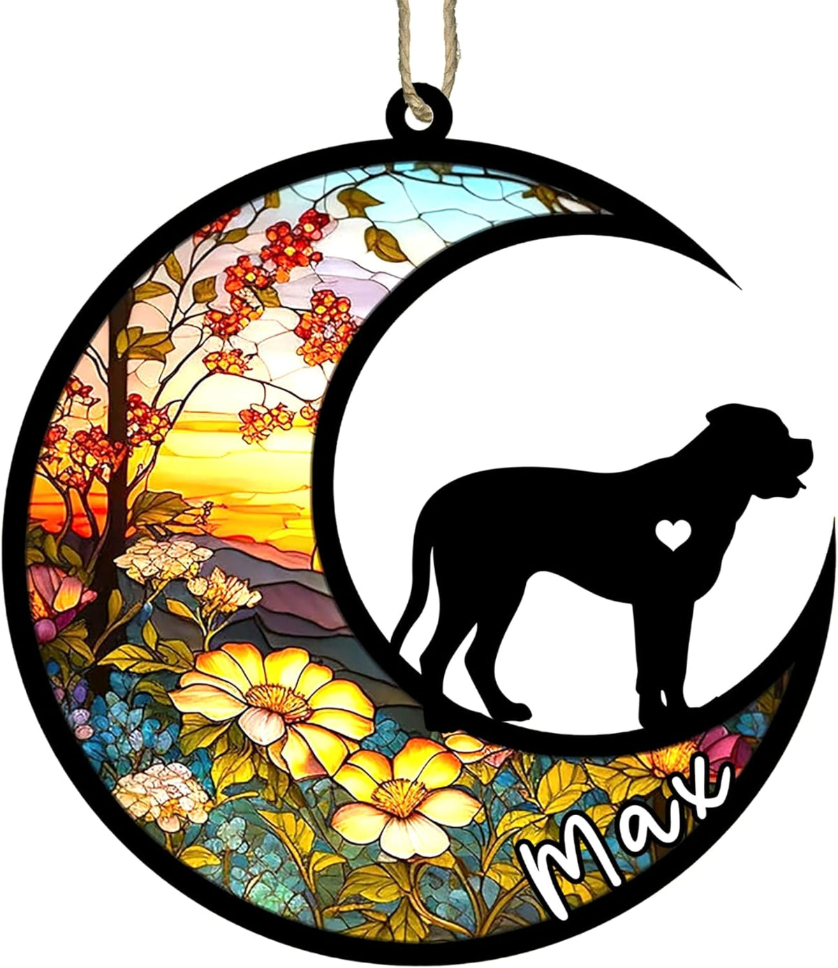 Personalized Dog Memorial, Custom Name Bullmastiff Dog Christmas Ornament with Name, Custom Breeds, Pet Loss Light Catcher, Gifts for Lovers Loss of Pet Sympathy on Mothers Day Christmas