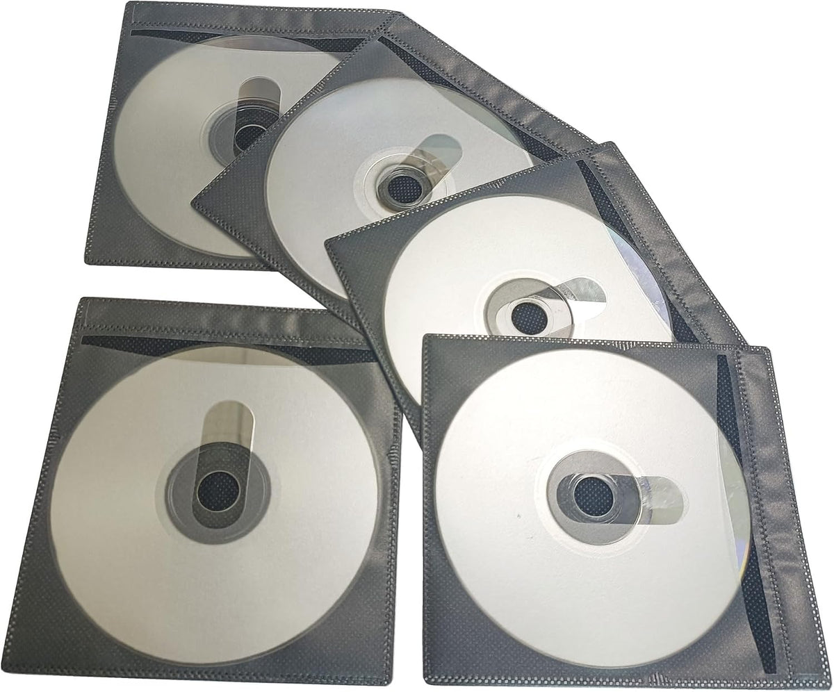 100 Pack Premium CD DVD Sleeves Cases,Thick Non-Woven Material Double-Sided Refill Plastic Sleeve for CD and DVD Storage Binders Disc Case with Drop-Proof Closure(New Black)