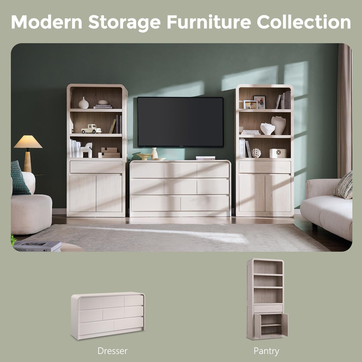 72" Tall Kitchen Pantry Cabinet, Wood Pantry Storage Cabinet w/Drawer, Hutch Cabinet with Adjustable Shelves, Freestanding Morden Versatile Cupboard for Living Room, Bathroom, Cream