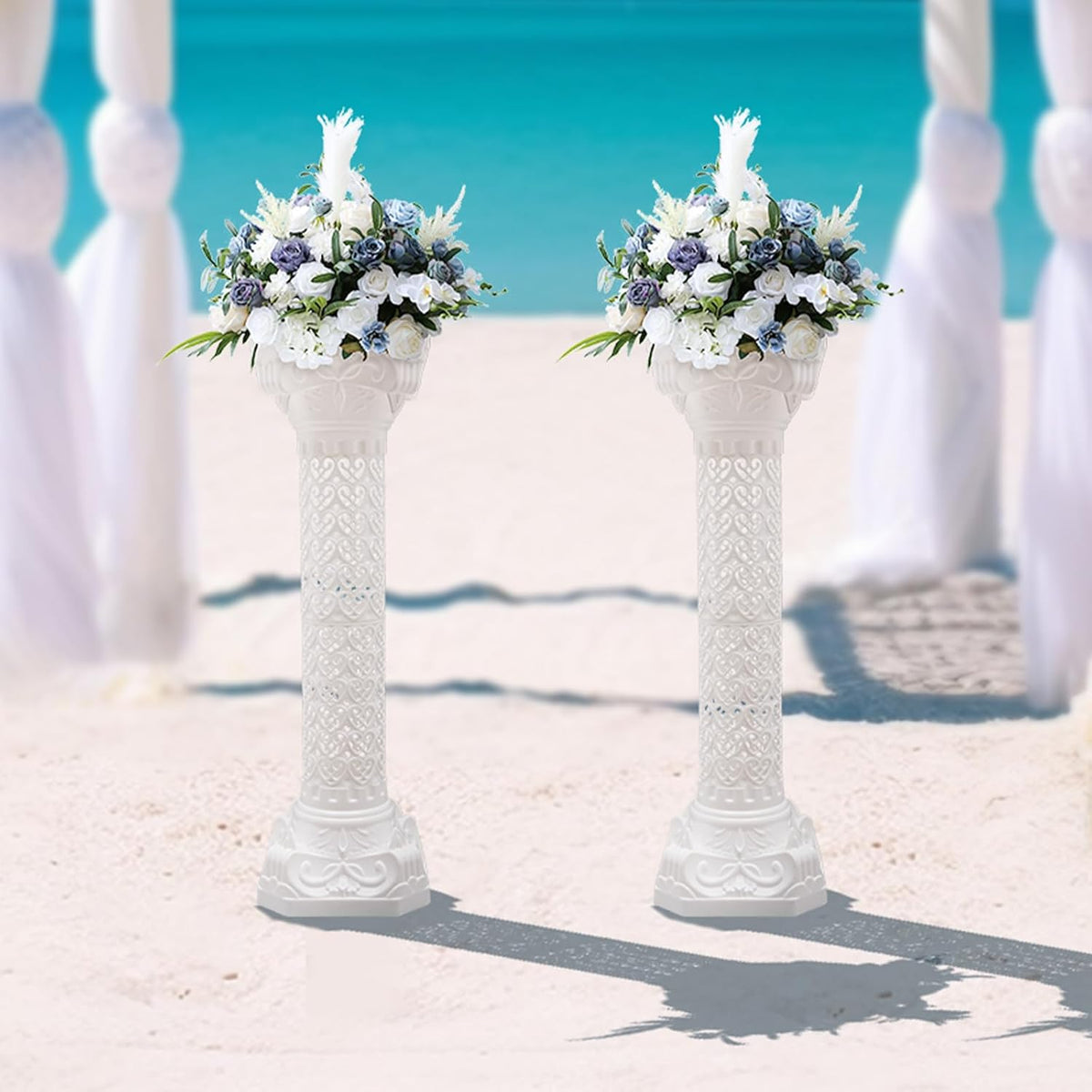 Roman Columns Wedding Column Stand Roman Pillar Plant Stand Plastic Greek Column Statue Pedestal Flower Pot Holder Decor, Elegant Decorative Column for Wedding Event Party