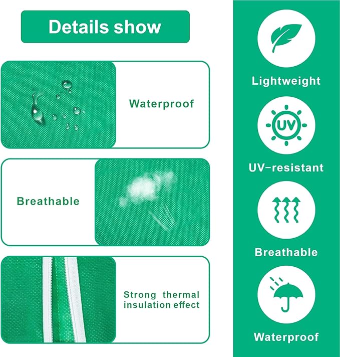 Eunika 6 PCS Plant Covers Freeze Protection, 47.2"x31.5" Frost Blankets with Zipper Drawstring Reusable Winter Plant Protectors Bag Covers for Outdoor Garden Trees, Shrubs Cover for Frost Cold Pest