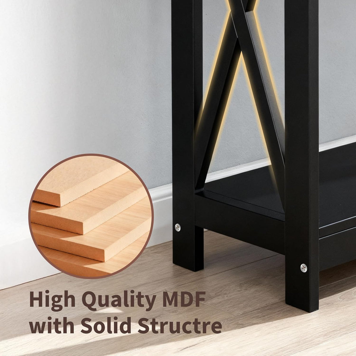 SUPER DEAL Console Table 47”, 2-Tier Narrow Sofa Side Table with Storage Shelf, Entrance Table for Hallway/Foyer/Living Room/Corridor/Office, Black