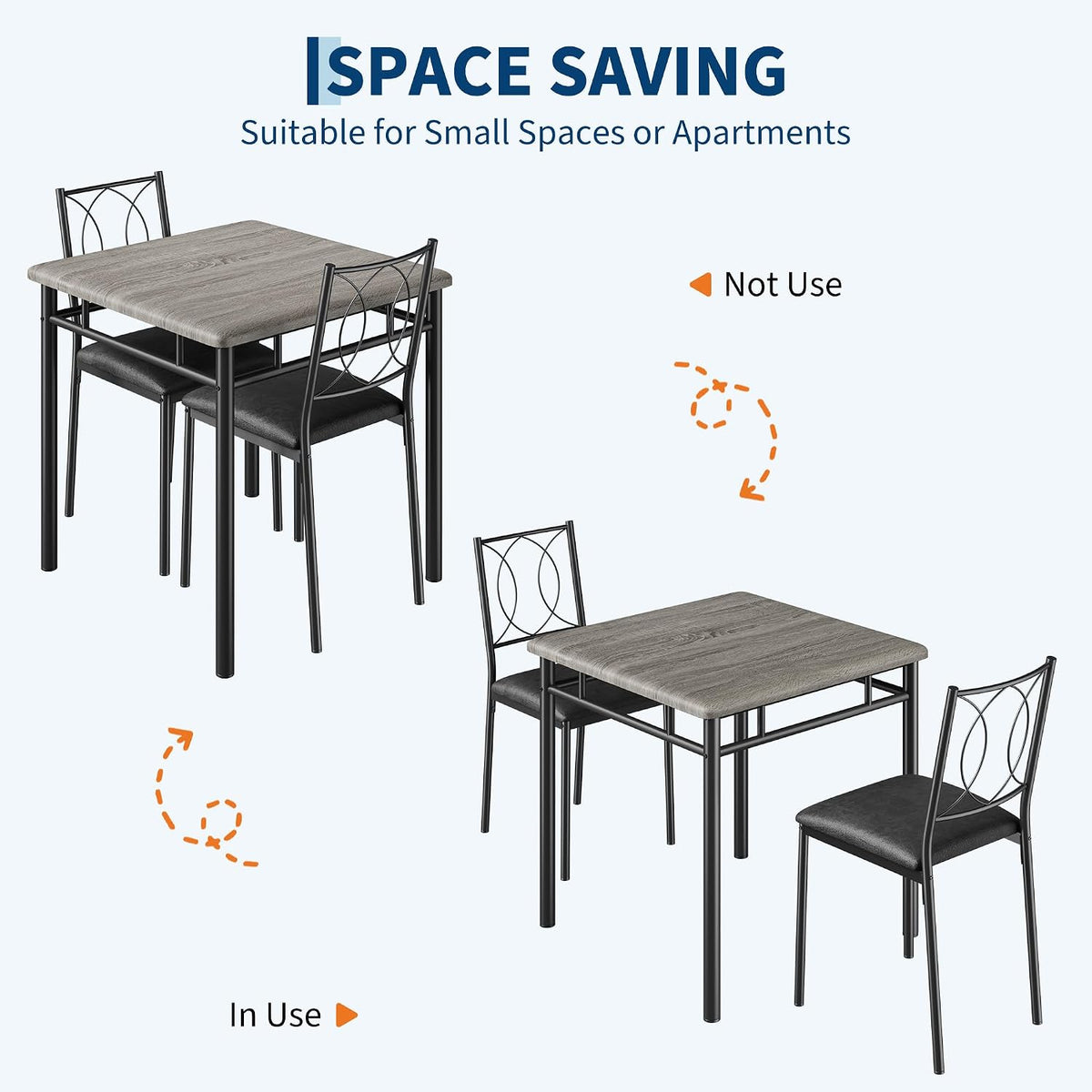 Garvee Dining Table Set for 2, Small Kitchen Table with Upholstered Chairs | Farmhouse Wood Dining Table Chairs for Kitchen Room, Small Spaces, Apartment