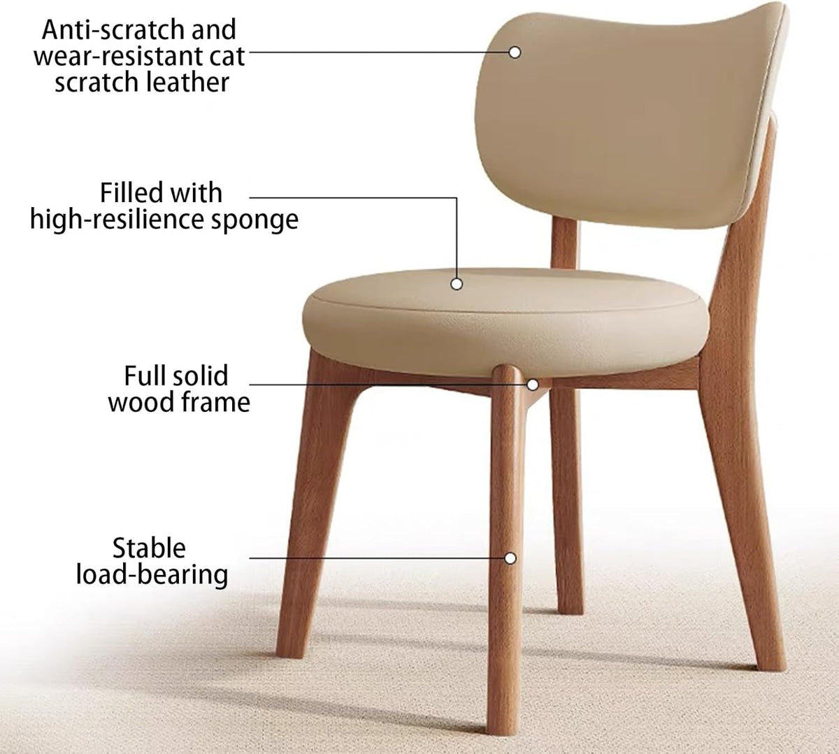 Solid Wood Dining Chairs Set of 2,Mid Century Modern Dining Chairs with Curved Backrest & Wood Frame,Upholstered Dining Room Chairs for Kitchen, Living Room Light Walnut+Dark Khaki