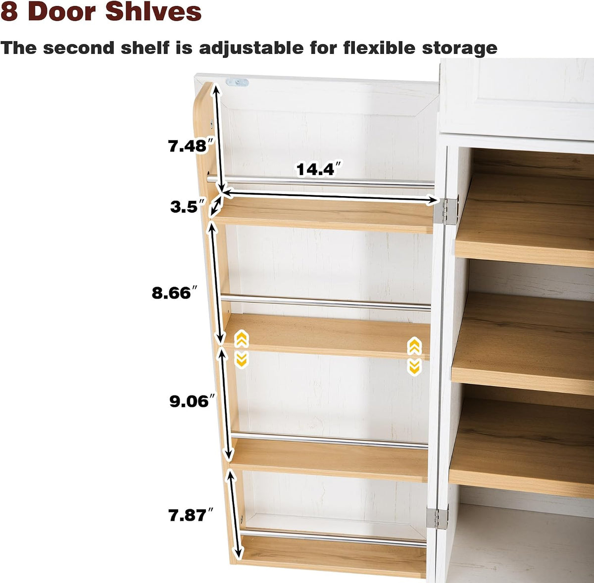 LUMISOL Kitchen Pantry Cabinet with Drawers, 78.2" Tall Cupboard Storage Cabinet with 3 Adjustable Shelves, Farmhouse Kitchen Hutch with 8 Door Shelves for Dining Room Living Room, Retro White
