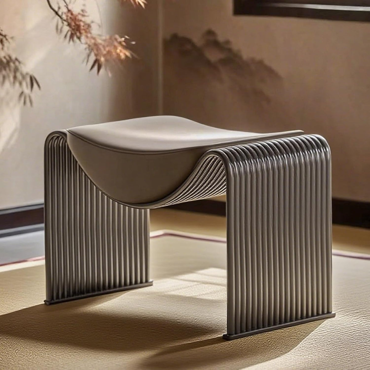 Bench for entryway with PU Leather Padded seat,Indoor midcentury end of Bed Bench,Dining Room Furniture with Metal Legs,Suitable for Entrance,Bedroom,Corridor