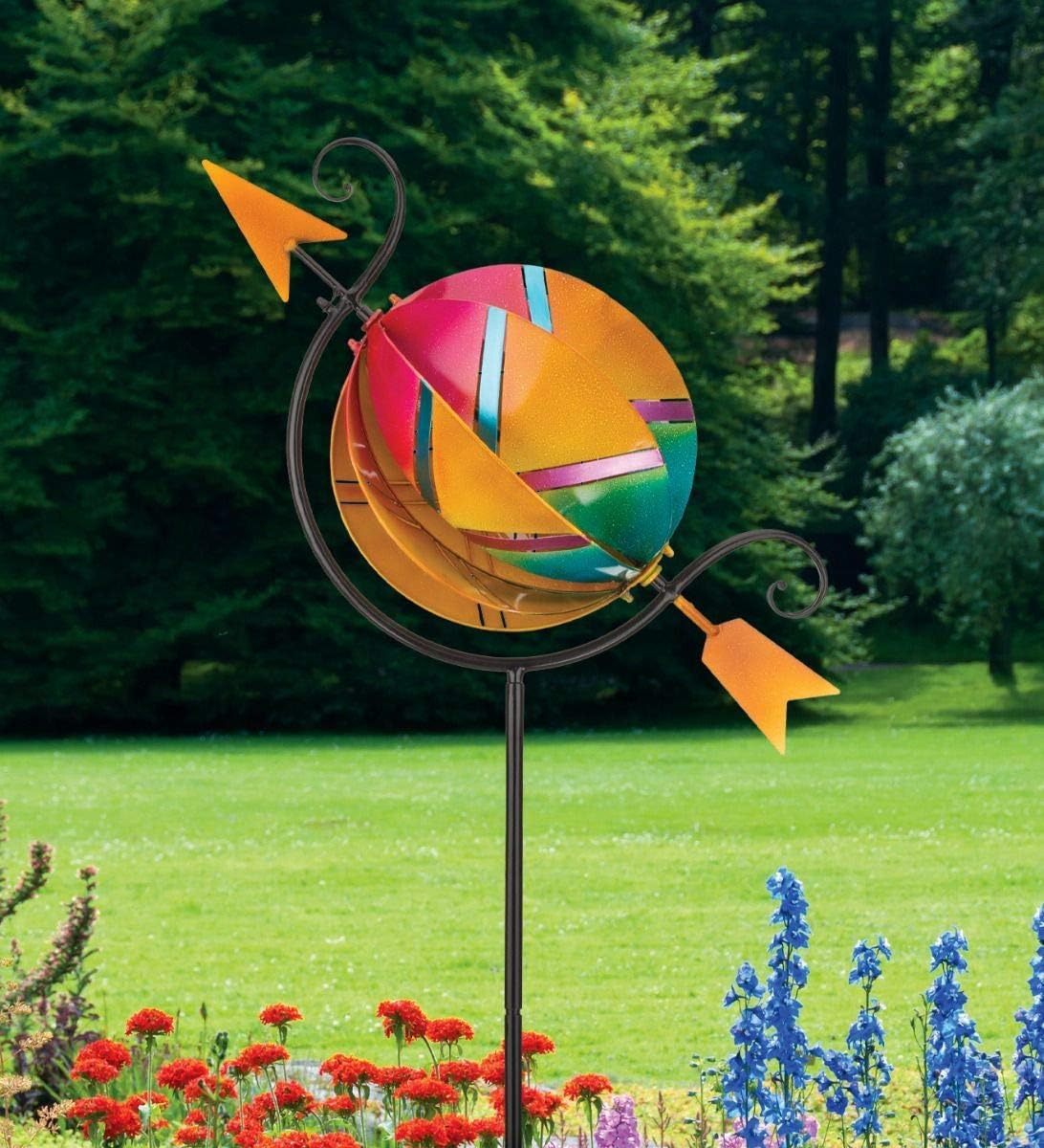 Regal Art & Gift Color Blast Wind Spinner – Metal Yard Decorations Outdoor | Kinetic Garden Spinner for Lawn, Pathway, or Flower Bed | Weather-Resistant Outdoor Sculpture - 32 Inch