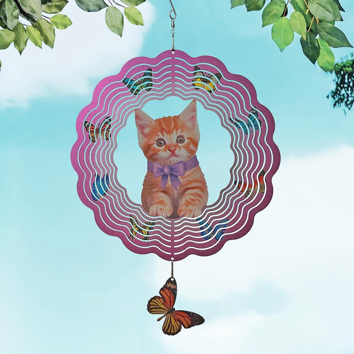 Metal Cat Wind Spinner,Metal Wind Spinners for Outdoor,3D Double Sided Hanging Decor for Indoor,Outdoor,Unique Gifts for Women