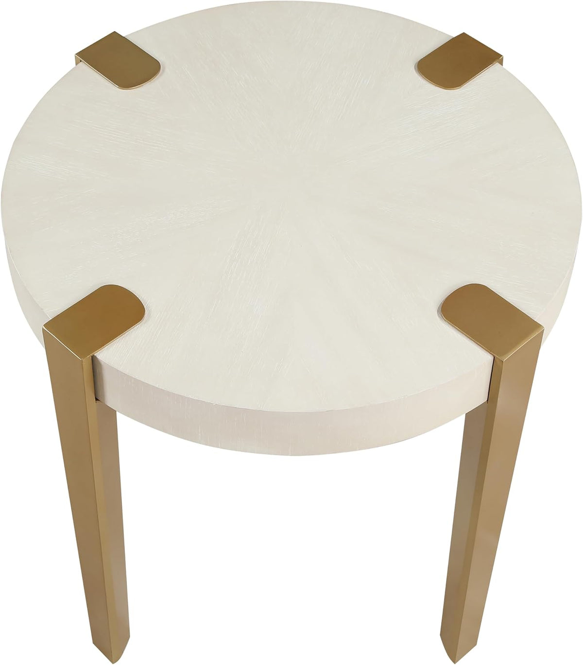 Steve Silver Furniture Gracie End Table, 24" H Table, Contemporary/Modern Design, Satin Gold Finished Metal Legs, 300lb Capacity, Living Room, Bedroom, 23.5" L x 23.5" W x 24" H, White