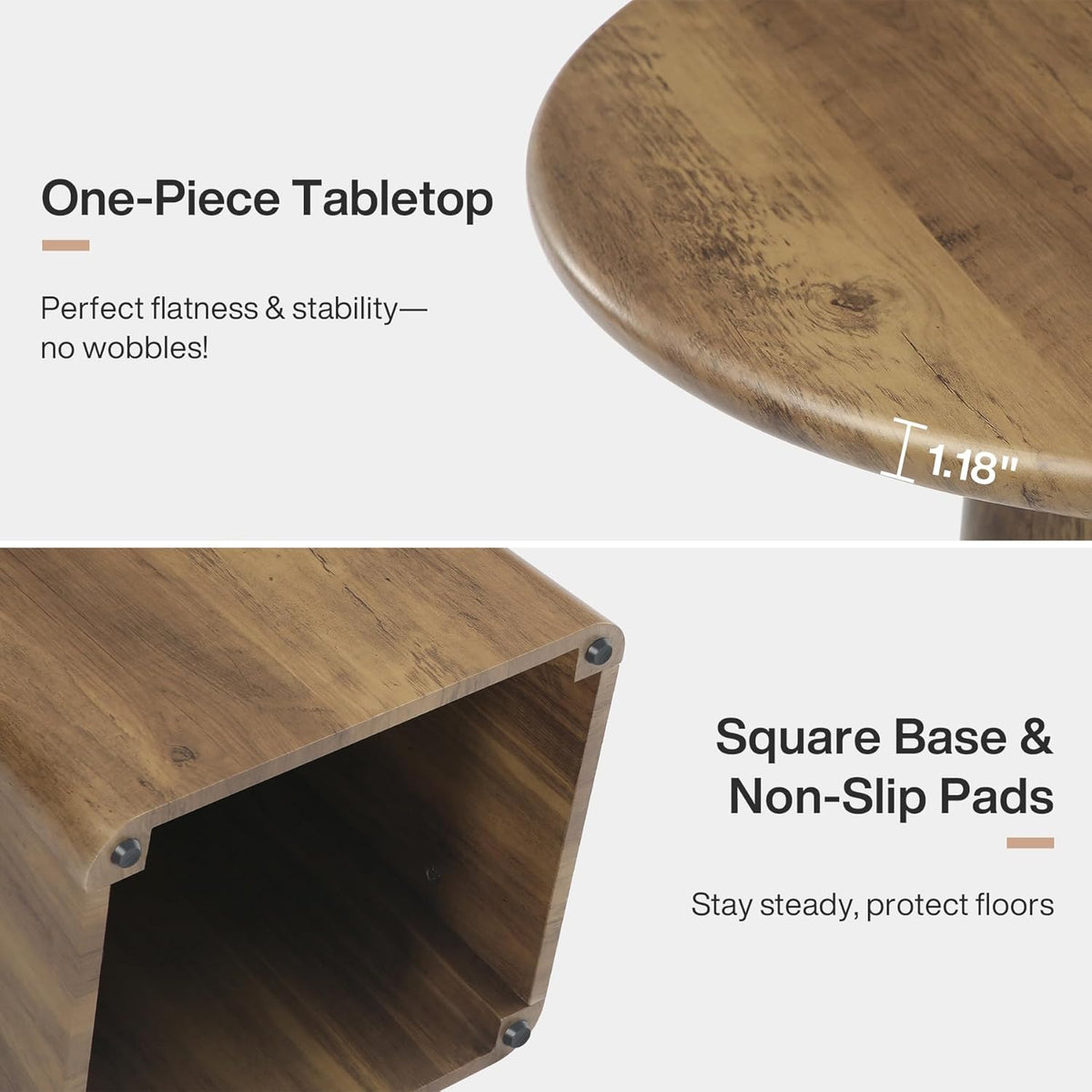 Tribesigns 31.5-Inch Round Dining Room Table for 2-4, Farmhouse Small Kitchen Dinner Table with Square Base for Dining Room Living Room, Rustic Brown