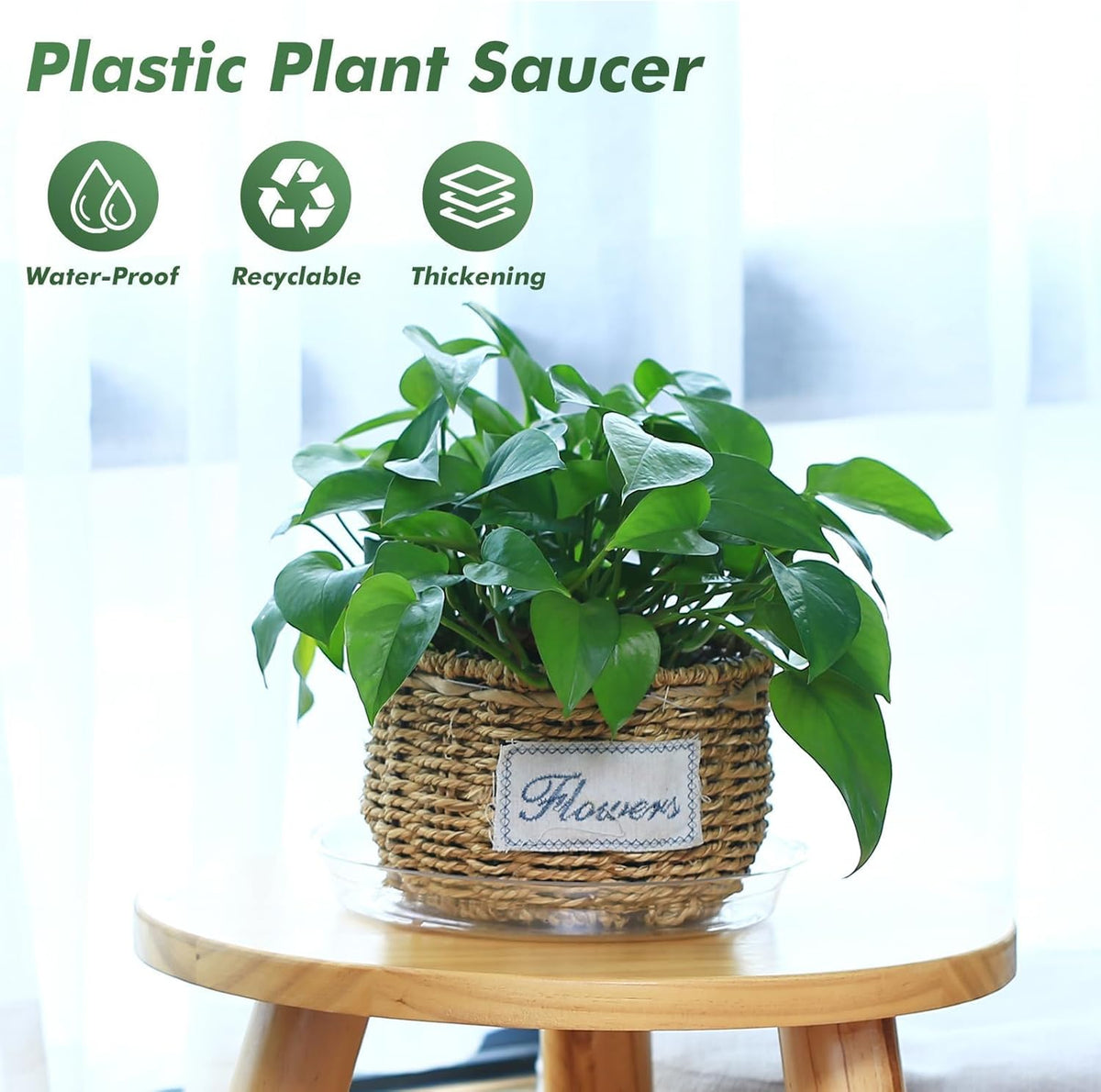 21 Pack Clear Plastic Plant Saucer Drip Trays (6 inch /8 inch /10 inch) Plant Plate Dish for Indoor Flower Pots and Planters, Bulk