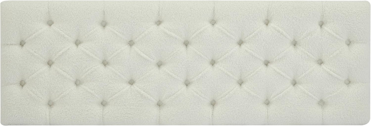 Ottoman Bench with Storage - Beige Storage Bench End of Bed with Safety Hinges, Tufted Ottoman for Living, Dining Room, Entryway and Hallway