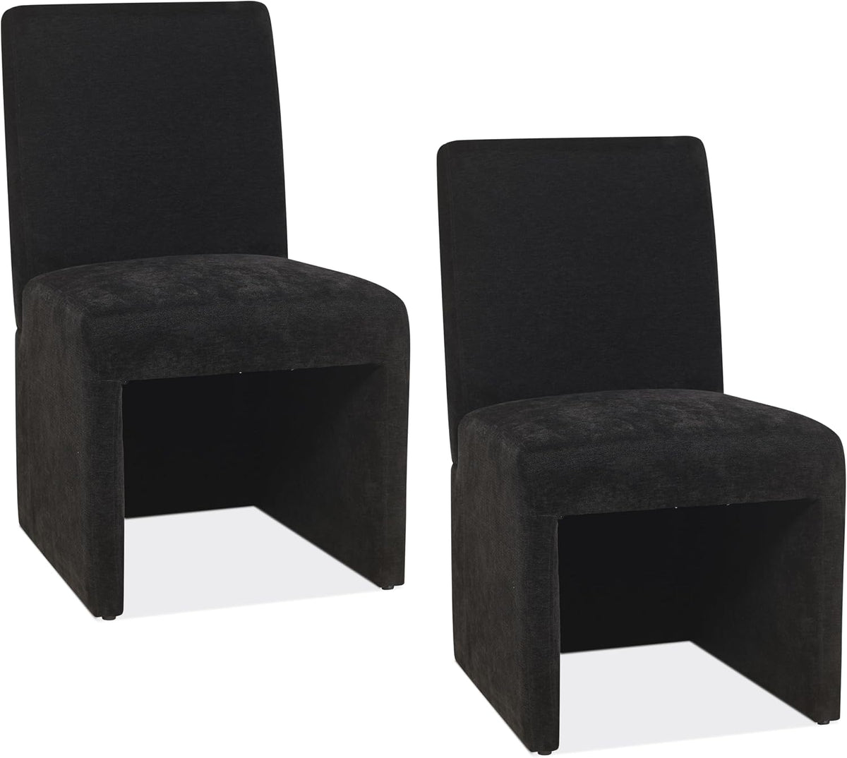 RNKSFX Black Upholstered Dining Chairs Set of 2, Kitchen & Dining Room Chairs, Mid Century Modern Chairs, Linen Dining Chairs with Wooden Frame, Fabric