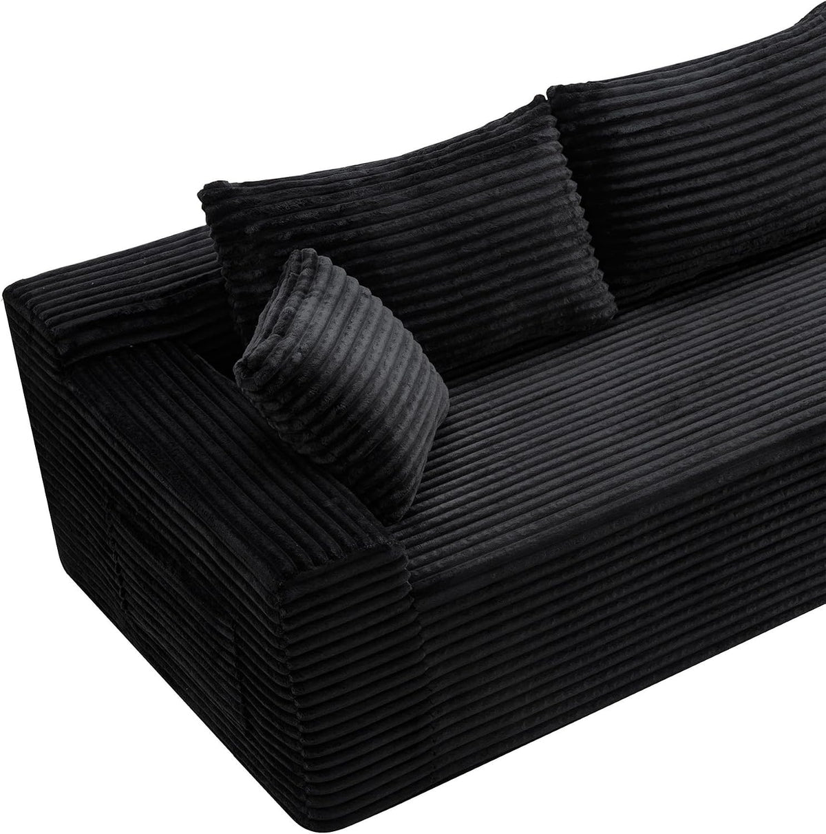 95" L-Shaped Cloud Sectional Couch, Right Facing Modular Compressed Sectional Sofa with Chaise Lounge, Plush Corduroy Corner Sofa for Living Room