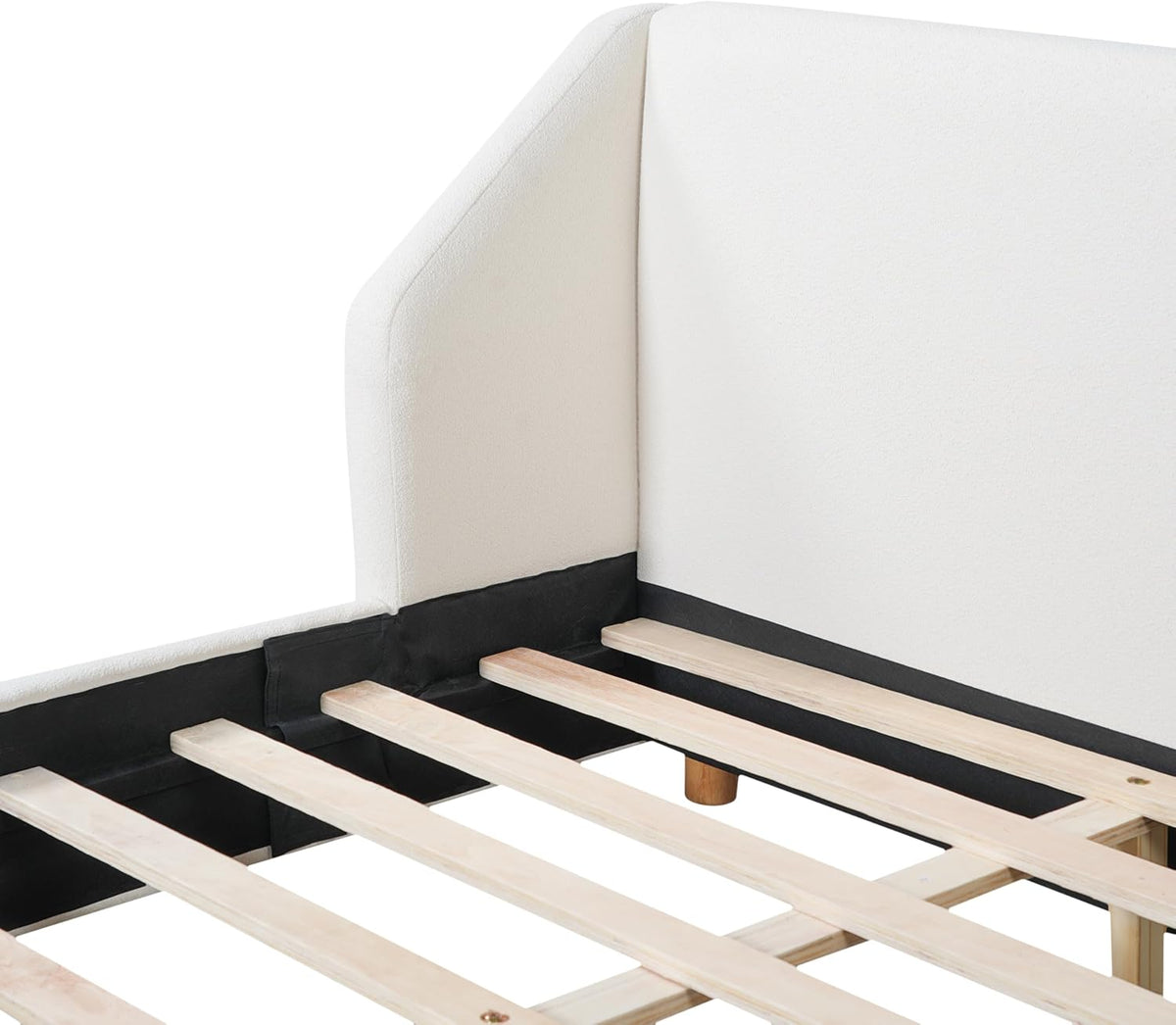 Merax Queen Size Upholstered Platform Bed Frame with Extra-Wide Wingback Headboard,Wood Legs,Sturdy Wooden Slats Low Profile for Bedroom