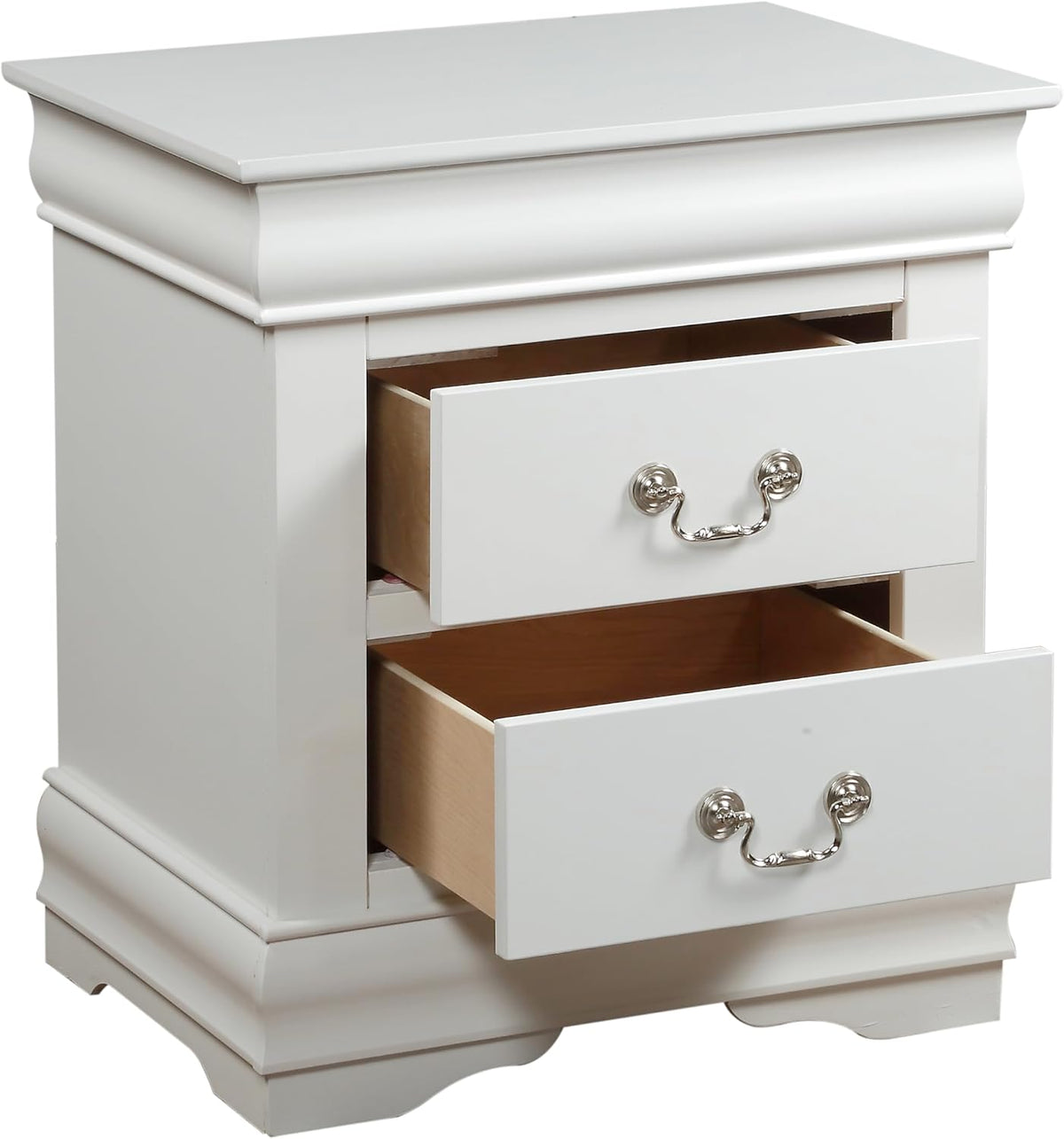 Knocbel Traditional Nightstand End Tables Side Table with 2 Drawers and Metal Handles for Bedroom Living Room Entryway, Fully Assembled, 21" W x 15" D x 24" H White