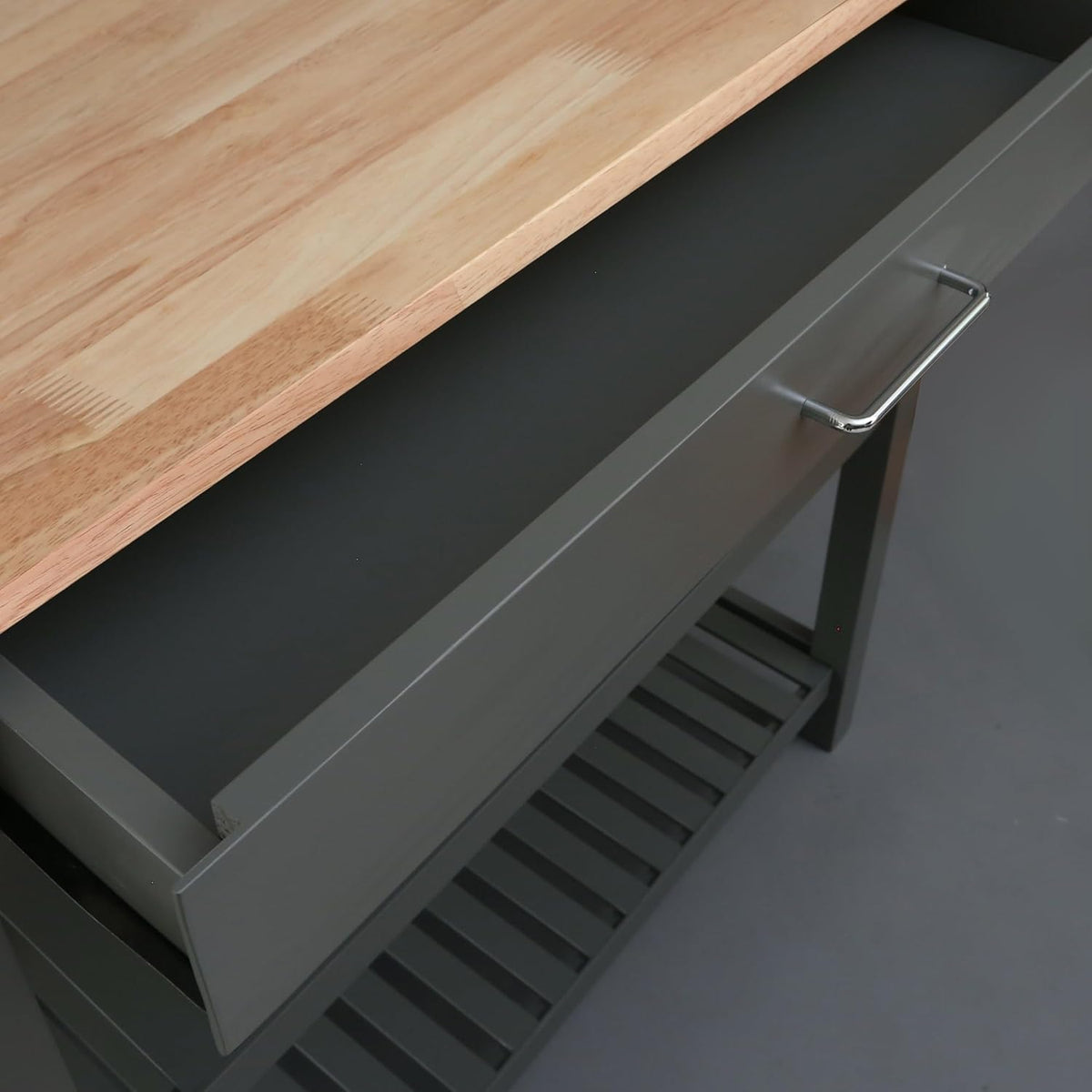 Casual Home Kitchen Island with Solid American Hardwood Top, Slate Gray, 40" W (373-932)