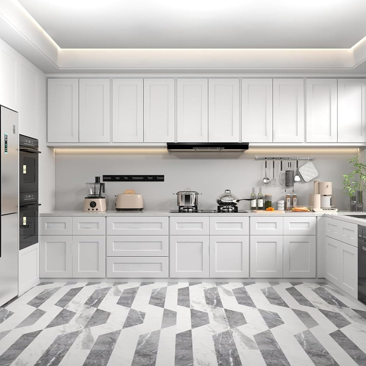 30" W x 30" H x 12" D Kitchen Wall Cabinet, White Shaker RTA Double Door Hanging Storage with Soft Close Hinges, Premium HDF & Plywood Built-in Cabinetry for Laundry Room, Bathroom & Pantry
