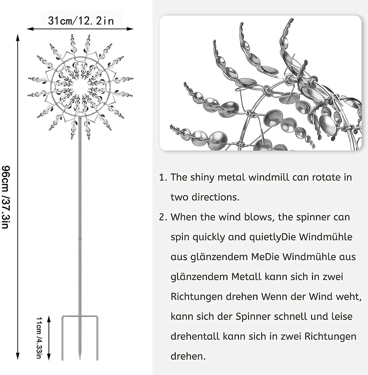 Unique and Magical Metal Windmill, 3D Wind Powered Kinetic Sculpture, Wind Spinner Solar, Wind Spinners for Yard and Garden, Windmill Catchers Outdoor Patio Decoration