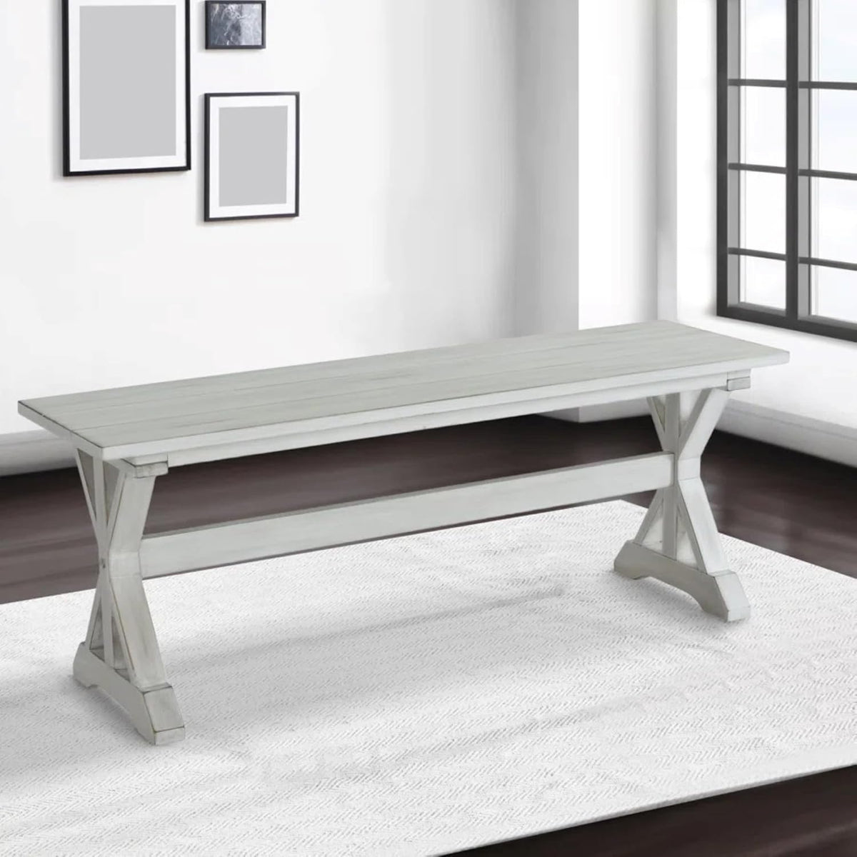 Boraam Jamestown Backless Dining Room Bench, Antique White