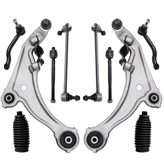 Detroit Axle - 10pc Front End Control Arms Kit for 09-14 Nissan Maxima, 2 Lower Control Arms w/Ball Joint 4 Outer Tie Rods 2 Swa