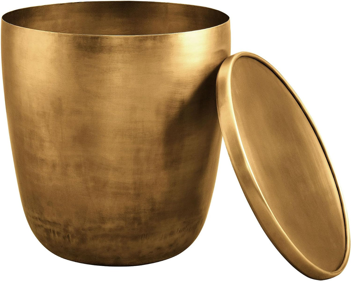 Modway Viora Metal Storage Side End Table in Burnished Brass - Modern Small Accent Table with Removable Lid