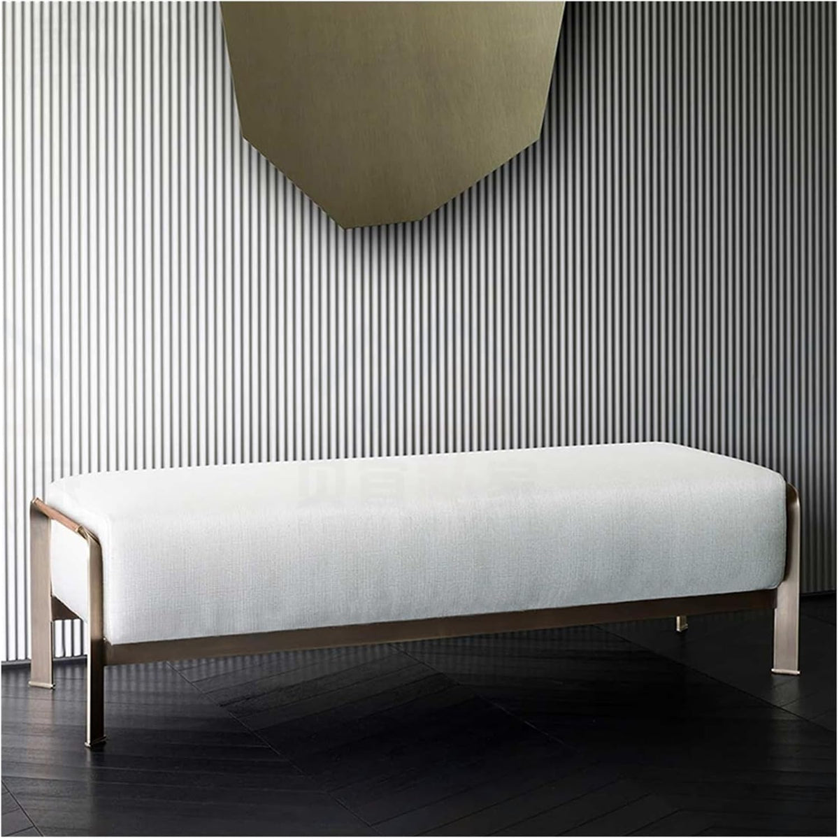 Modern End of Bed Bench with Metal Legs, Upholstered Entryway for Living Room, Bedroom, (White) Entryway(140 * 45 * 45cm)