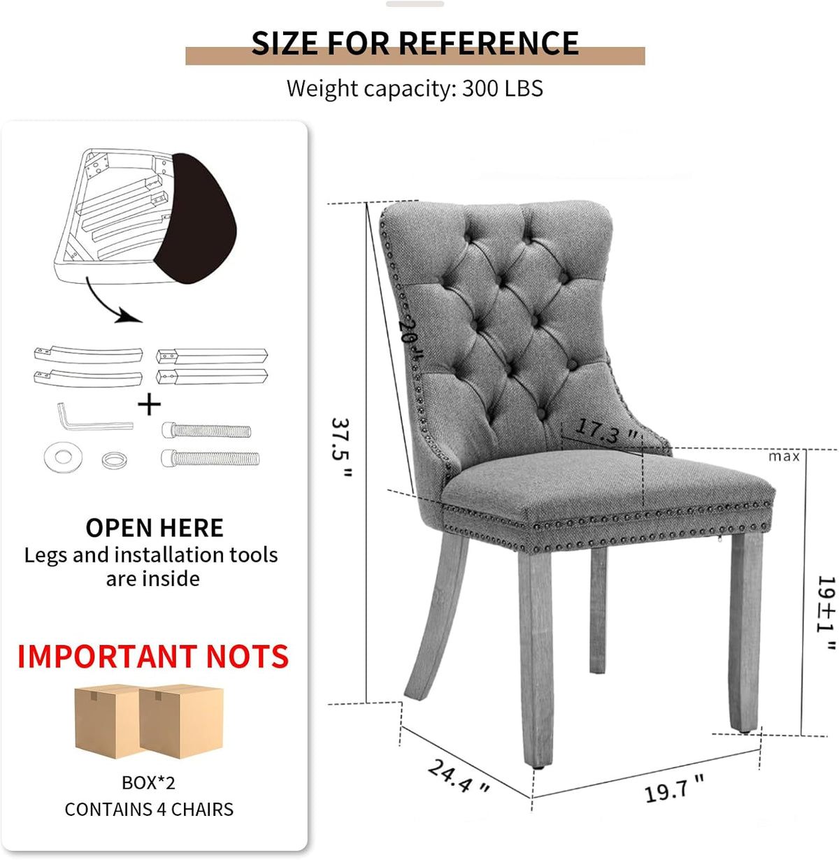 Espresso Brown Mid Century Modern Dining Chairs Set of 4, Linen Upholstered Kitchen & Dining Room Chairs with Nailhead Trim & Solid Wood Legs, Elegant Sillas De Comedor (Coffee, 4 Pcs)