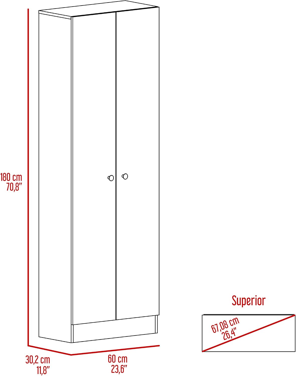 Multistorage Pantry Cabinet,Five Shelves,Double Door Cabinet for Kitchen,Laundry,Living Room,Bedroom-Pearl