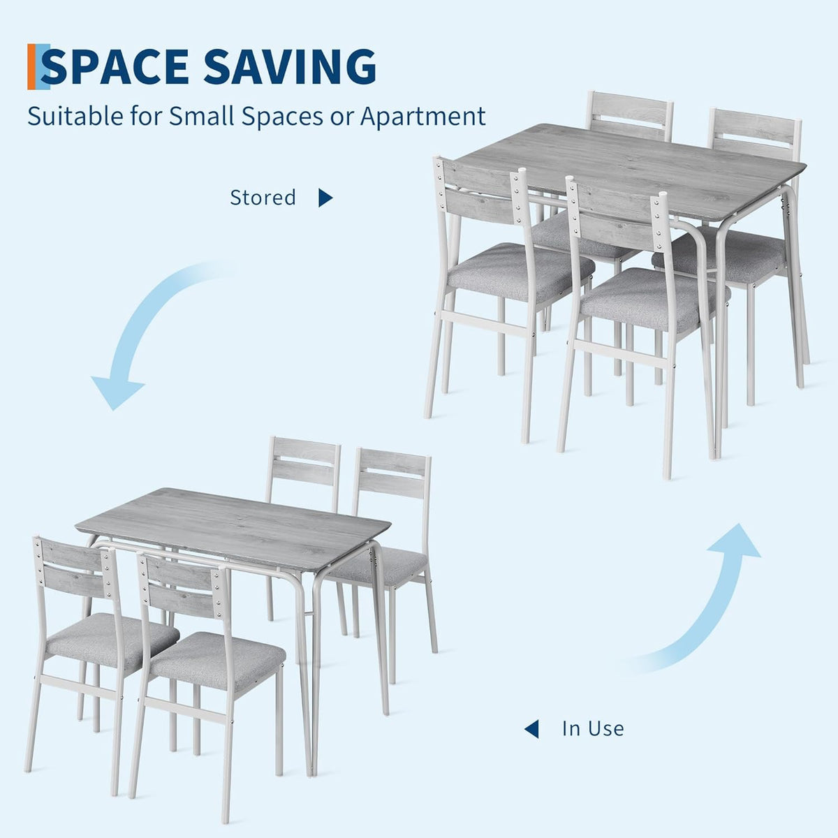 GAOMON 5-Piece Dining Table Set, Sturdy Wooden Square Table and Chair Breakfast Table Set for 4 Person,for Home or Commercial Dining Room,White+Black