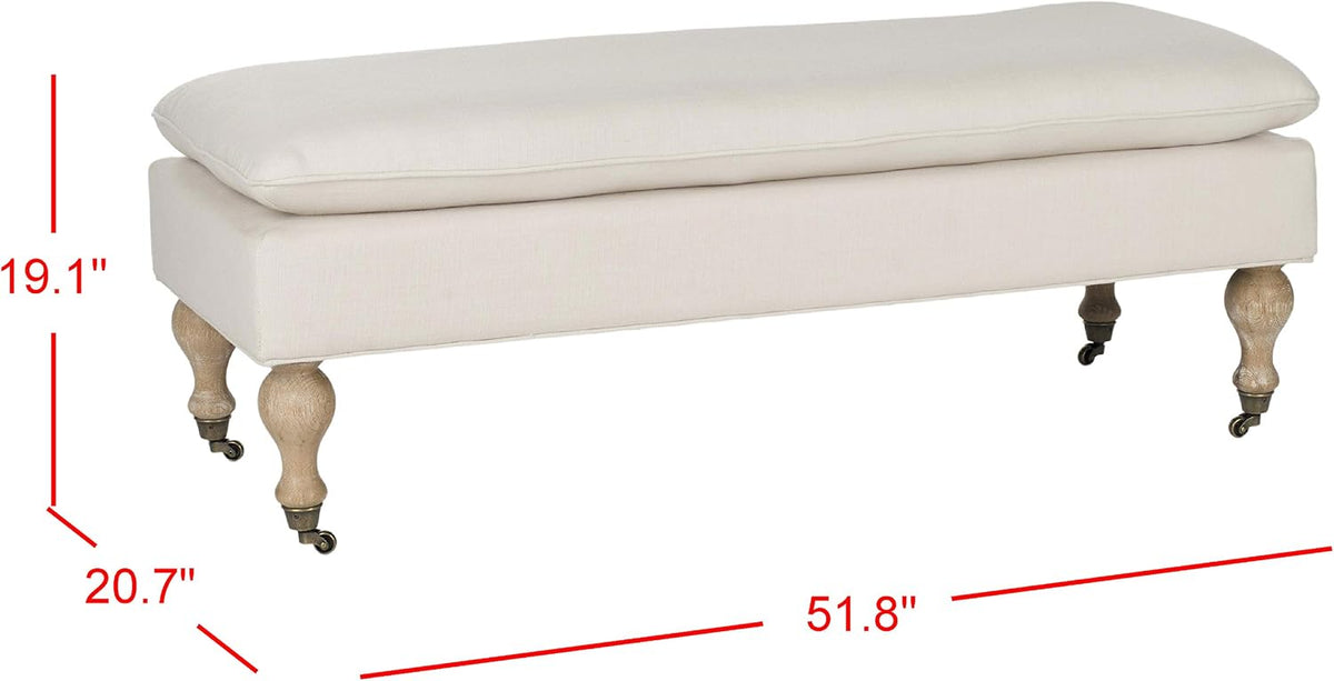 Safavieh Hudson Collection Hampton Pillowtop Bench, Creme