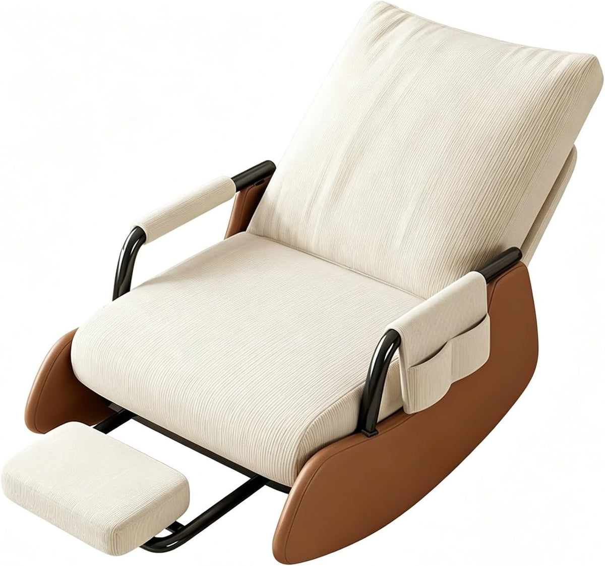 Indoor Leisure Rocking Chair with Removable Foot Stool | Adjustable Backrest Foldable Recliner Rocker