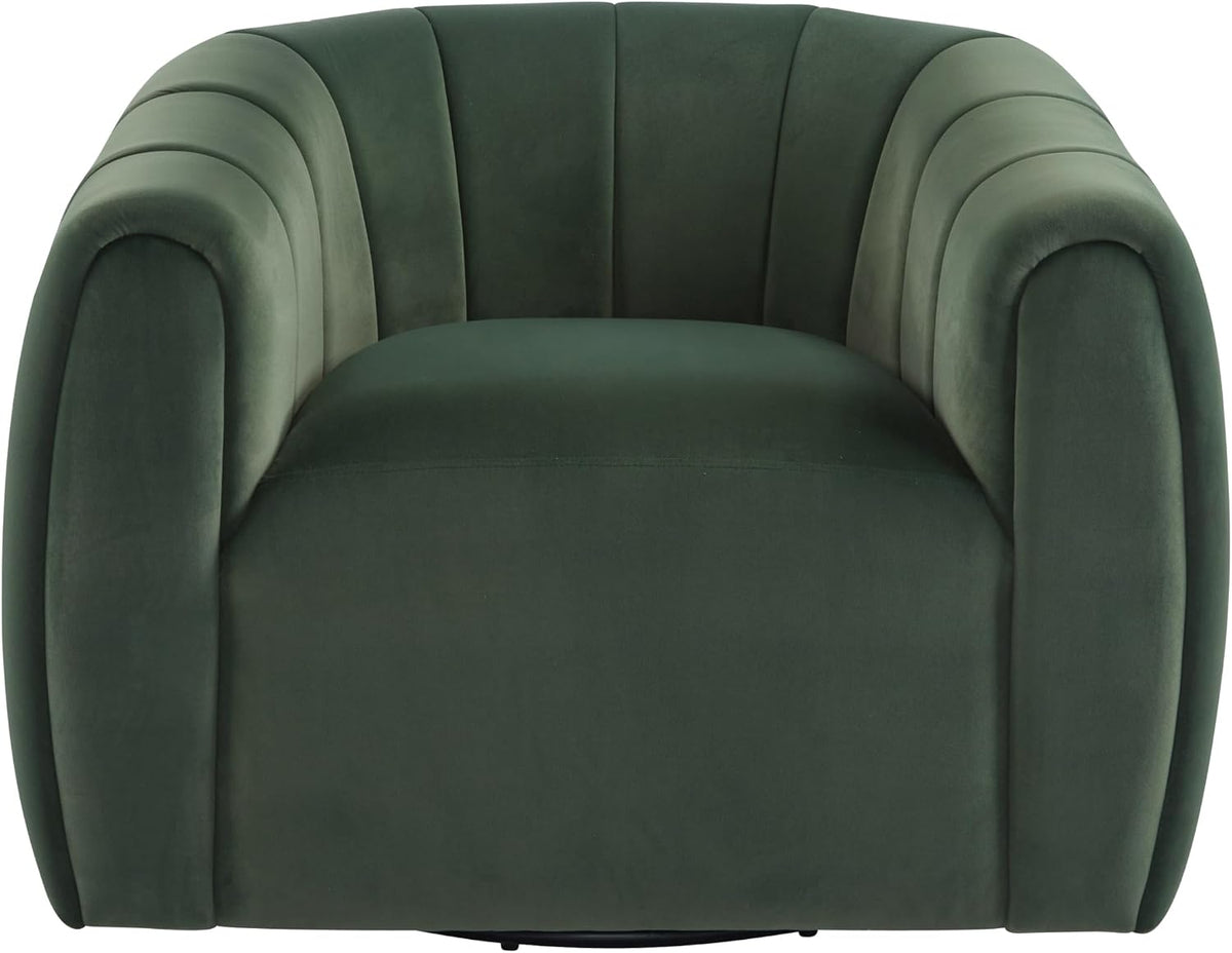 Christopher Knight Home Monroe Velvet Swivel Club Chair,Armchair with 360-Degree Rotation,Upholstered Barrel Swivel Sofa Chair for Living Room/Bedroom,Tufted Back,Thick Cushion, Iron Base, Olive Green