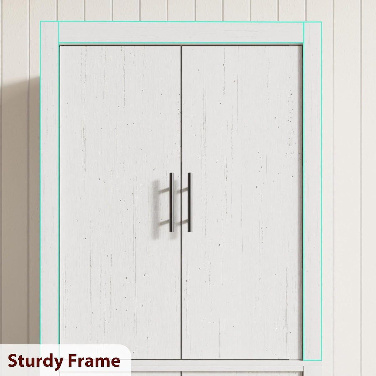 70.45'' Multi-Use Farmhouse Pantry: Kitchen Pantry Cabinet with 4-Door, Adjustable Shelves, Anti-Tip for Kitchen, Dining, Office