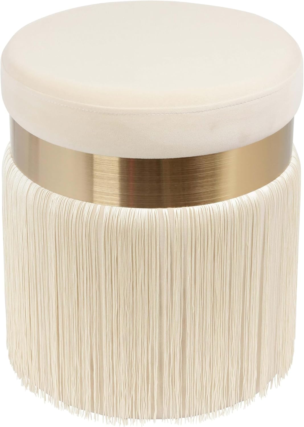 Tov Furniture Melody Tasseled Ottoman (Cream)