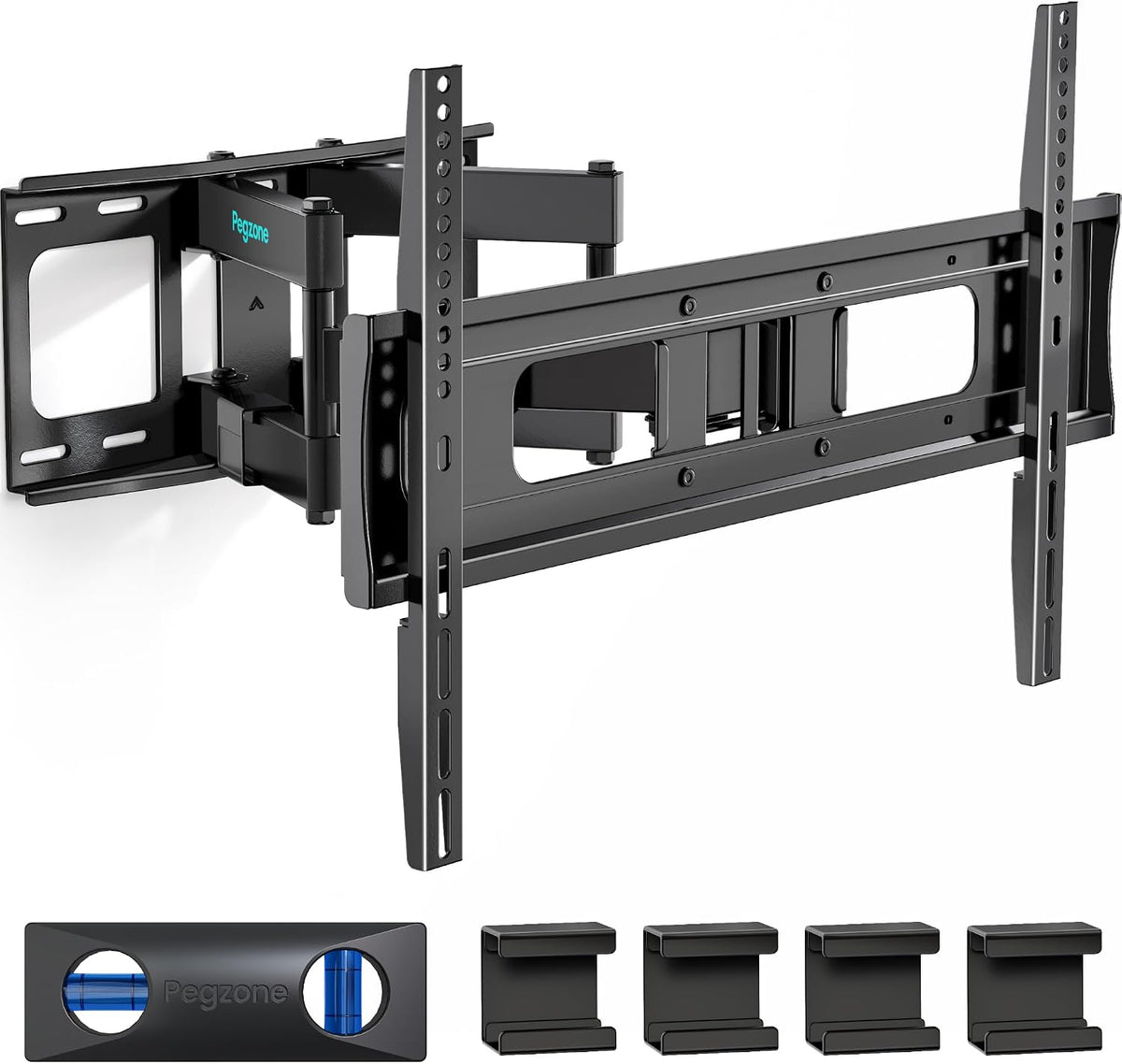 Pegzone Full Motion TV Wall Mount for 37-90 Inch TVs up to 132lbs | Swivel Tilt Extension Heavy Duty TV Bracket with Articulating Arms, Pre-Assembled Mount, Max 16" Wood Studs, VESA 600x400mm