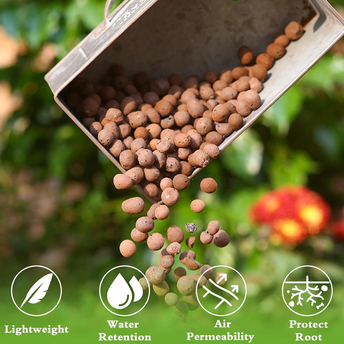 Halatool 18LB Hydroton Clay Pebbles for Plants 4mm-16mm Lightweight Hydro Leca Balls for Potted Plants Hydroponics Gardening Orchids Drainage Decoration Aquaponics Aquariums