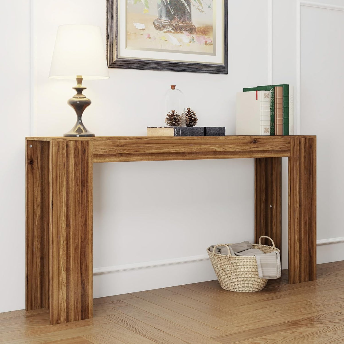 Spaco 63'' Narrow Long Console Table,Farmhouse Entryway Table Sofa Table with Storage,Wood Behind Couch Table for Living Room, Hallway,Foyer