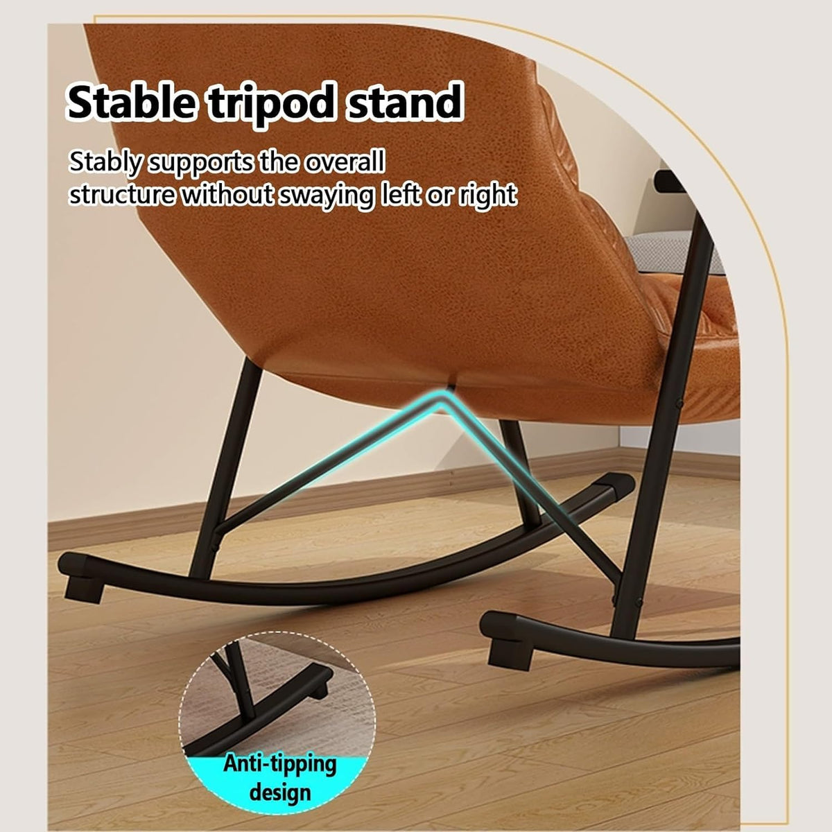 Leisure Rocking Chair and Footstool Set, Modern Living Room Rocking Chair with Cushion,Bedroom Breathable Sofa Lounger with Legrest,Comfortable Garden Rocking Chair with Armrests,Adjustable