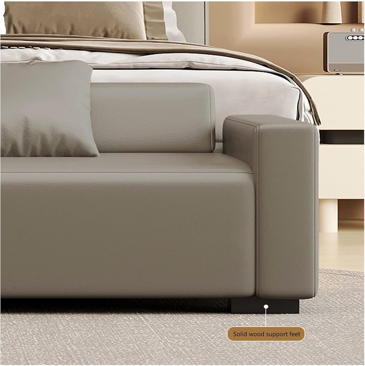 Modern End of Bed Bench for Bedroom, Entryway with Padded Seat & Solid Wood Legs for Living Room Dining Entryway(Beige,180 * 55 * 60cm)