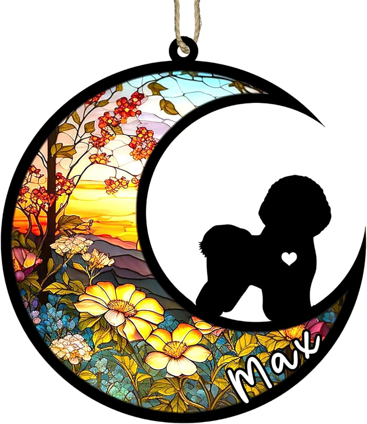 Personalized Dog Memorial, Custom Name Bichon Frise Dog Christmas Ornament with Name, Custom Breeds, Pet Loss Light Catcher, Gifts for Lovers Loss of Pet Sympathy on Mothers Day Christmas