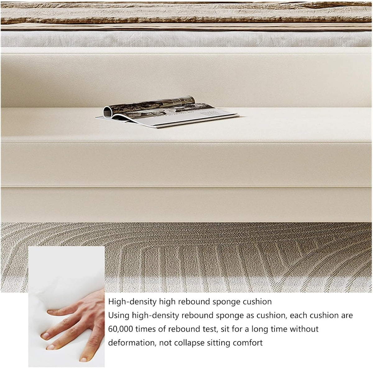 Modern Cloth Bedroom Bench for End of Bed, Modern Upholstered Ottoman Long Entryway for Bathroom Living Room Foyer Indoor Entryway(Beige)