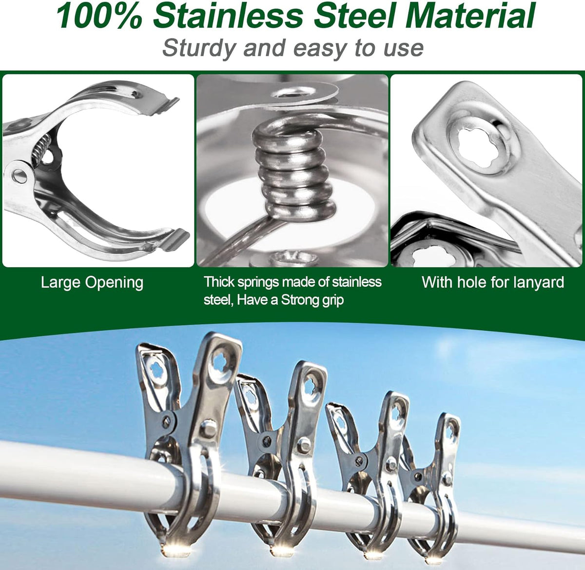 60 Pcs Row Cover Clips, Garden Clamps for Netting, Greenhouse Clamps Made of Stainless Steel, Have a Strong Grip of Greenhouse Clips, For 1/2'', 3/4'', 1'' Garden Hoops or Pvc